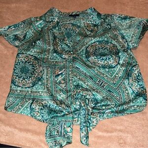 Green Paisley Women's Top